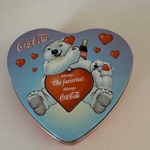 Coca-Cola Heart Tin with Polar Bears and Hearts